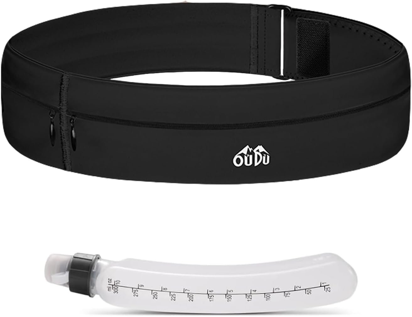 Slim Running Belt with Water Bottle – Workout Fanny Pack for Men & Women, Fits 7 inches Phones, Lightweight Waist Pack for Running Hiking Walking Jogging Climbing(Medium)