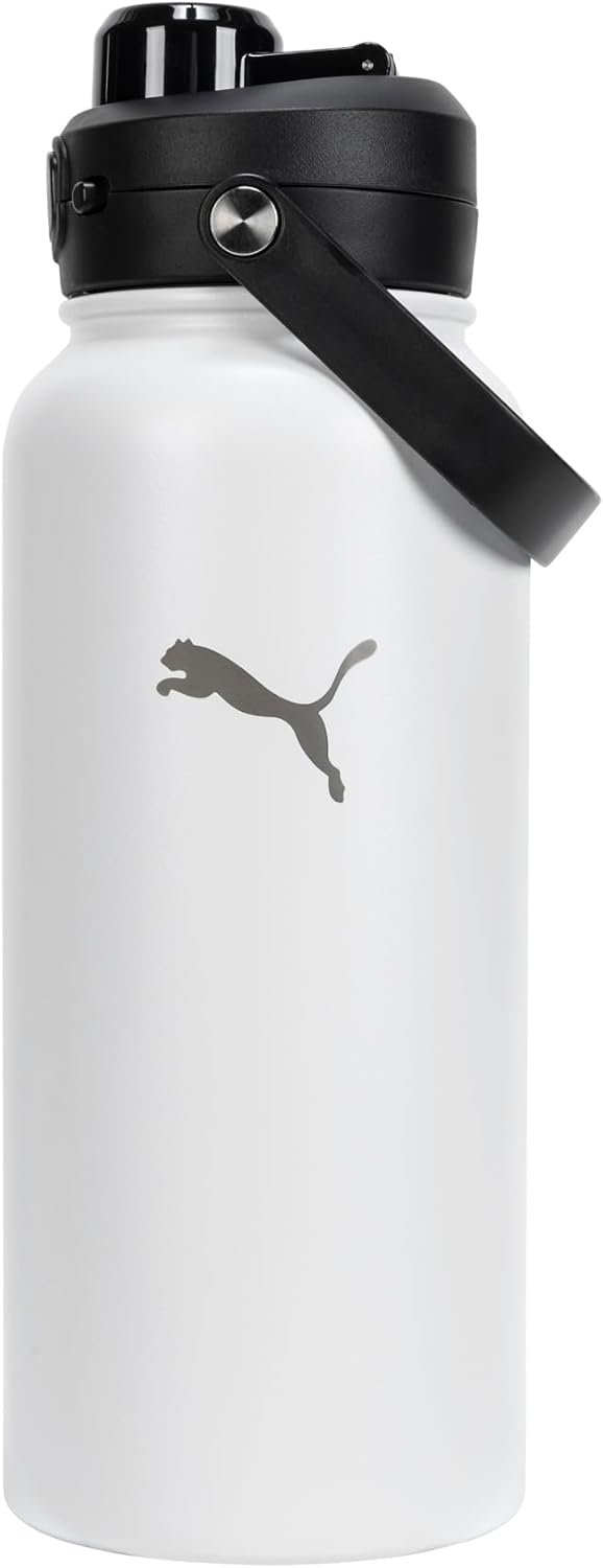 PUMA unisex-adult 32oz Insulated Stainless Steel Water Bottle With Carry Handle