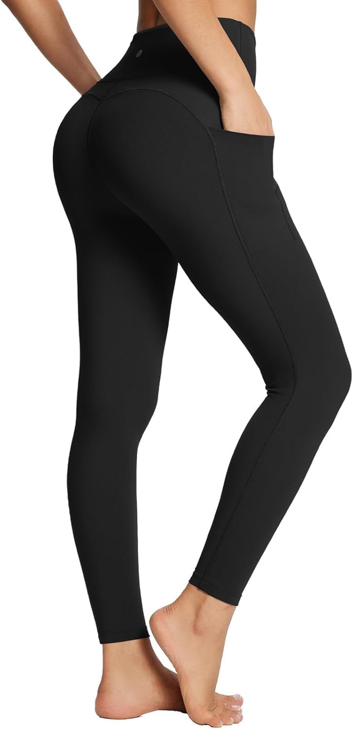 baleaf Women’s Leggings with Pockets Black Tummy Control Workout High Waisted Athletic 7/8 Ultra Soft Gym Yoga Ankle Pants