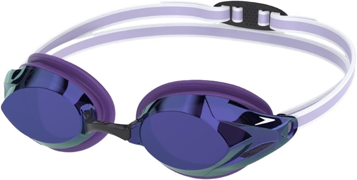 Speedo Women’s Vanquisher 3.0 Mirror Swim Goggles | Anti-Fog, UV Protection, Ocular 360 Lens, Women’s Racing Fit