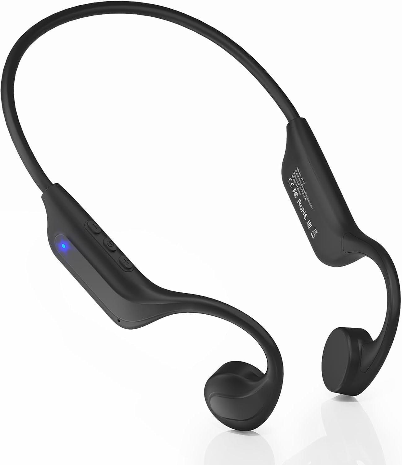 Bone Conduction Headphones Open Ear, 3 EQ Modes Bluetooth 6.0 with Mic, Anti-Leak Directional HD Audio, Skin-Friendly Comfort, IP65 Waterproof Running Headphones Earbuds for Gym Workout Outdoor(Black）