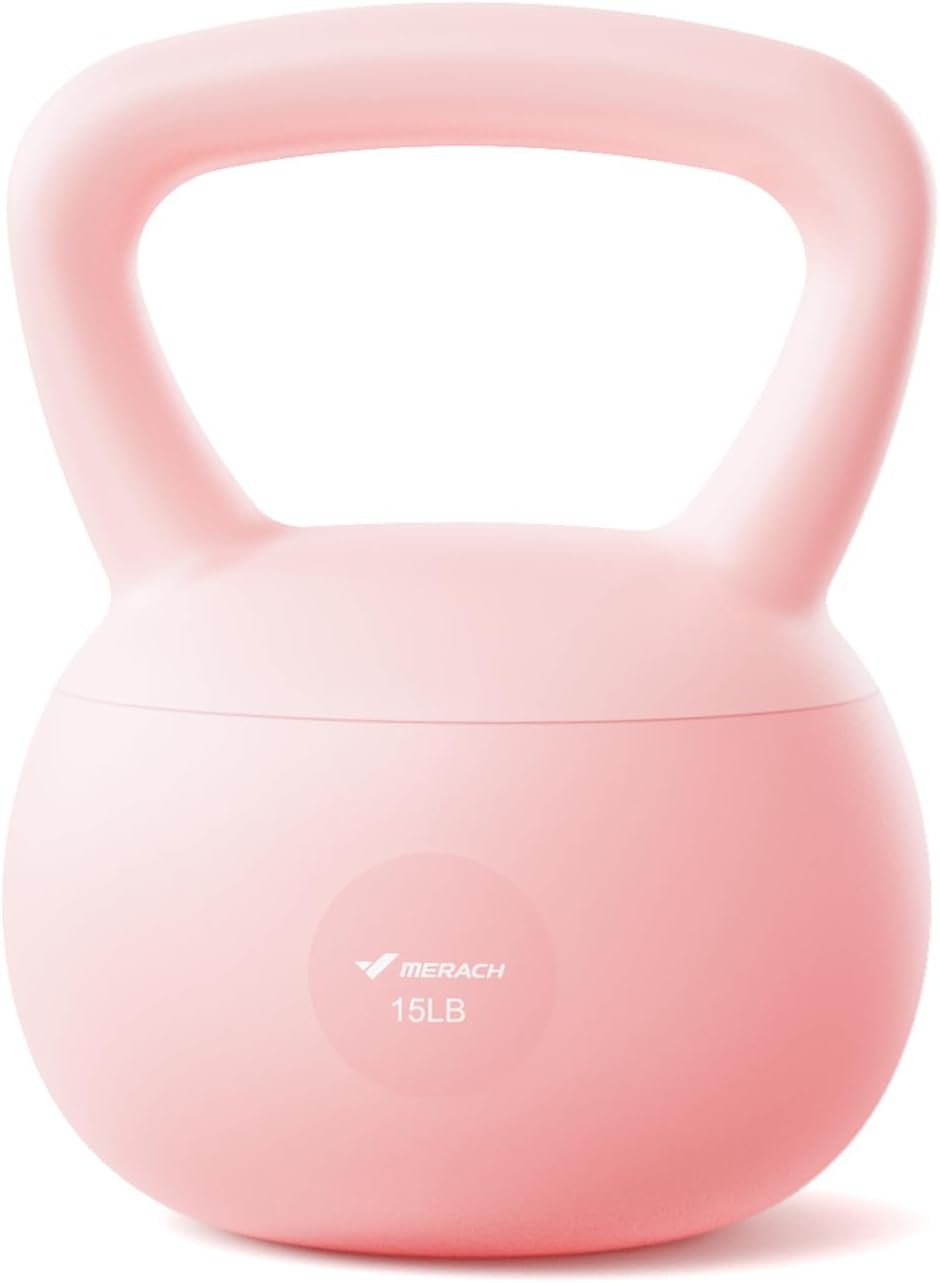 MERACH Soft Kettlebells, Strength Training Kettlebell with Wide Non-Slip Handle, Sea and Iron Sand Filled Kettle Bell with Soft-Sided Cushioned Base for Home Workouts, Ideal for Men, Women(15lb Pink/25lb Blue)