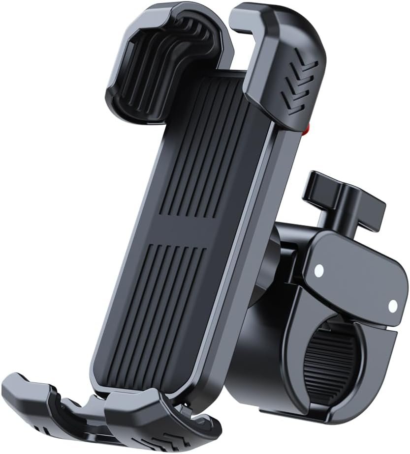 Bicycle Phone Holder,Bike Cell Phone Holder for iPhone 16 15 14 13, Galaxy S24 S23 & 4.5-7″ SmartPhone,360° Rotatable Handlebar Phone Mount for Scooter ATV Road Mountain Bike Golf Car Navigation