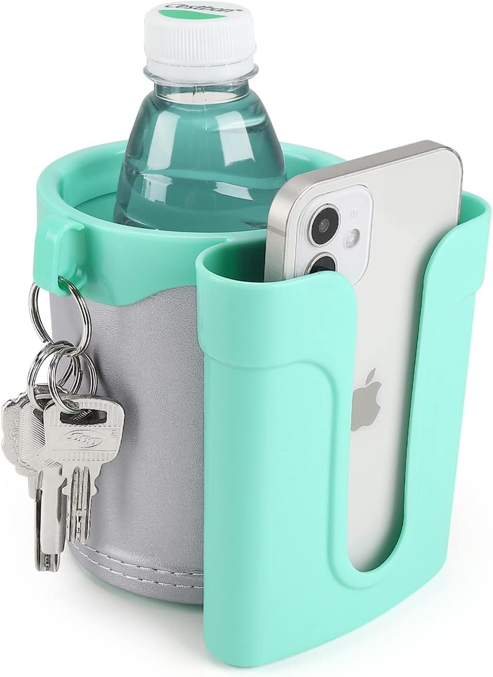 Accmor 3-in-1 Bike Cup Holder with Cell Phone Keys Holder, Bike Water Bottle Holders, Universal Bar Drink Cup Can Holder for Bicycles, Motorcycles, Scooters, Grey Green