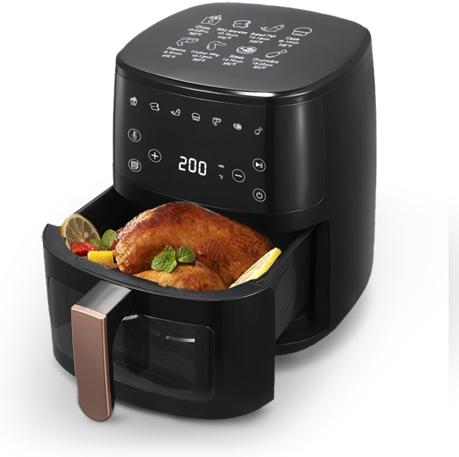 Air Fryer 8-in-1 with 4.1 QT Capacity, Air Fry, Roast, Reheat, Dehydrate, Air Crisp Technology with 400F for hot, Nonstick Basket & Crisper Plate.