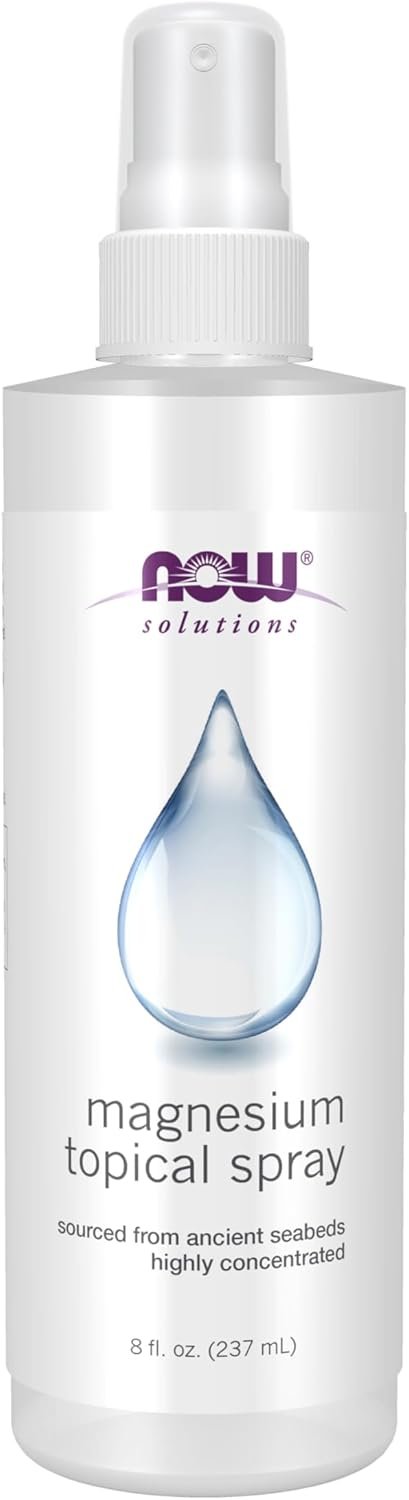 NOW Foods Solutions, Magnesium Topical Spray, from the Ancient Zechstein Seabed, Highly Concentrated, 8 Fl Oz (Pack of 1)