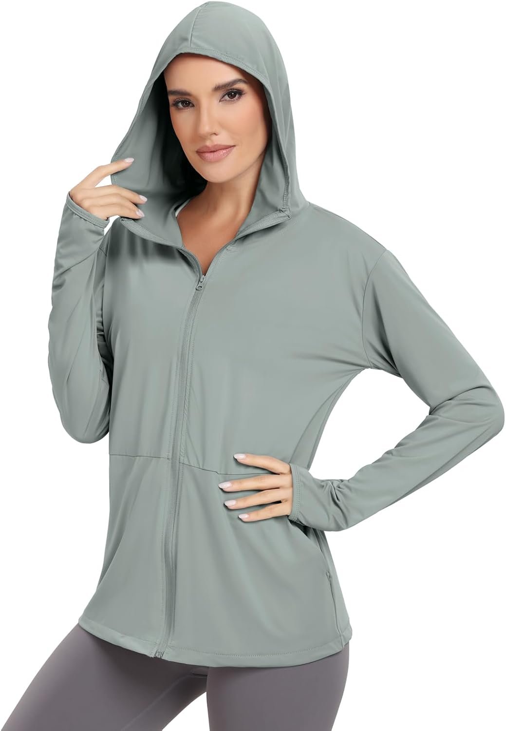 VUTRU Women’s UPF 50+ Sun Protection Hoodie Jacket Lightweight Long Sleeve Sun Shirt UV Hoodie with Pocket