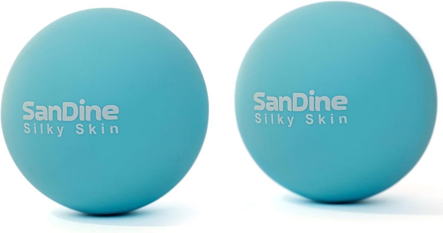 Lacrosse Massage Balls for Deep Tissue Massage – Release Tension Relieve Muscle Soreness Improve Flexibility – Ideal for Myofascial Release Trigger Point Therapy – 2Pack Yoga Balls by Sandine (Blue)