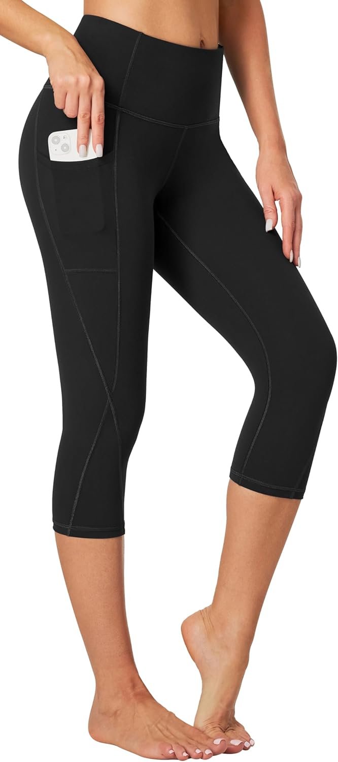 Heathyoga Capri Leggings for Women High Waisted Capri Leggings with Pockets for Women Tummy Control Yoga Pants Women