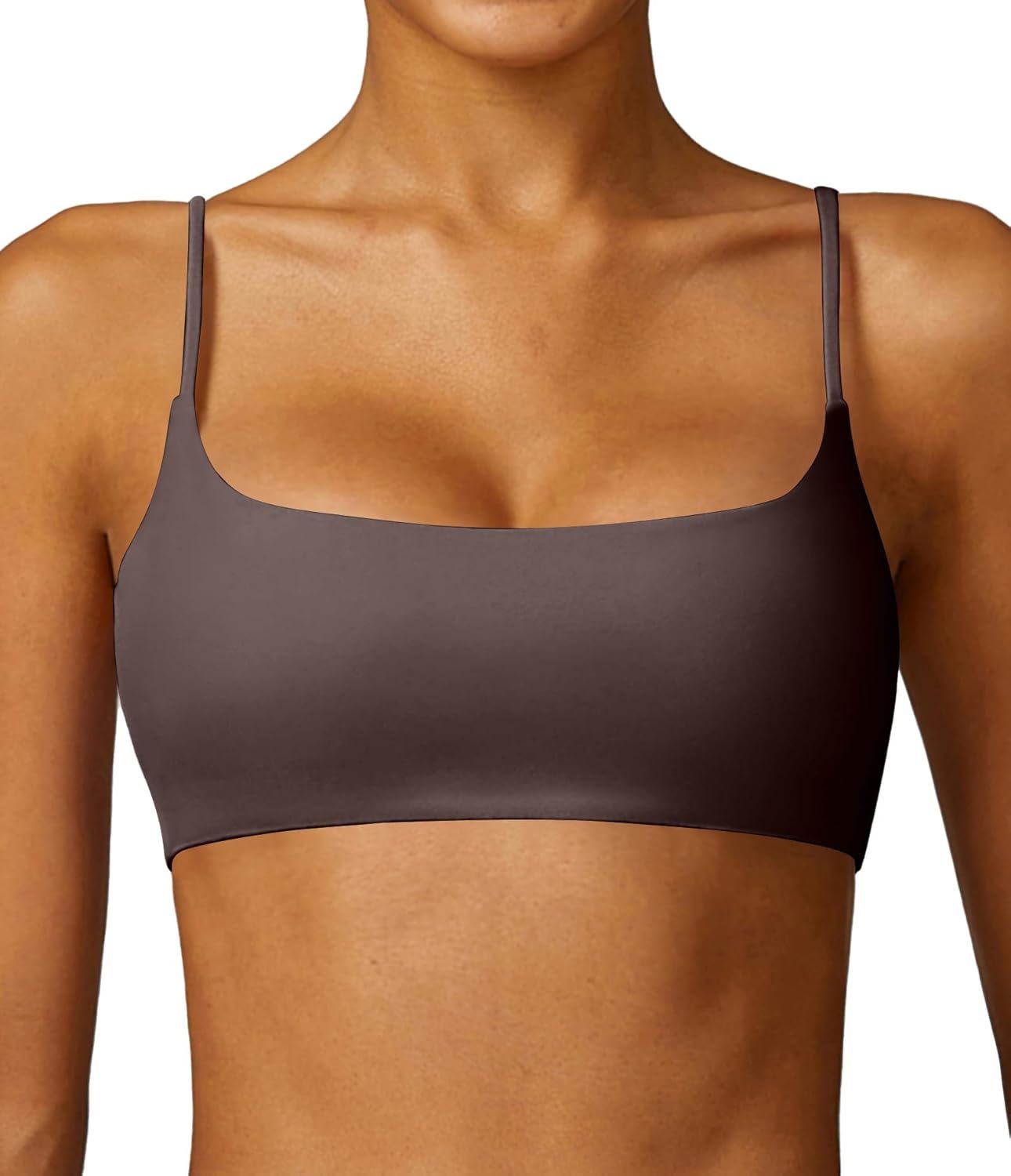 Comper Women’s Sports Bra with Thin Straps Stretchy Wirefree Workout Bras Lightweight Workouts Bralette with Removable Pads