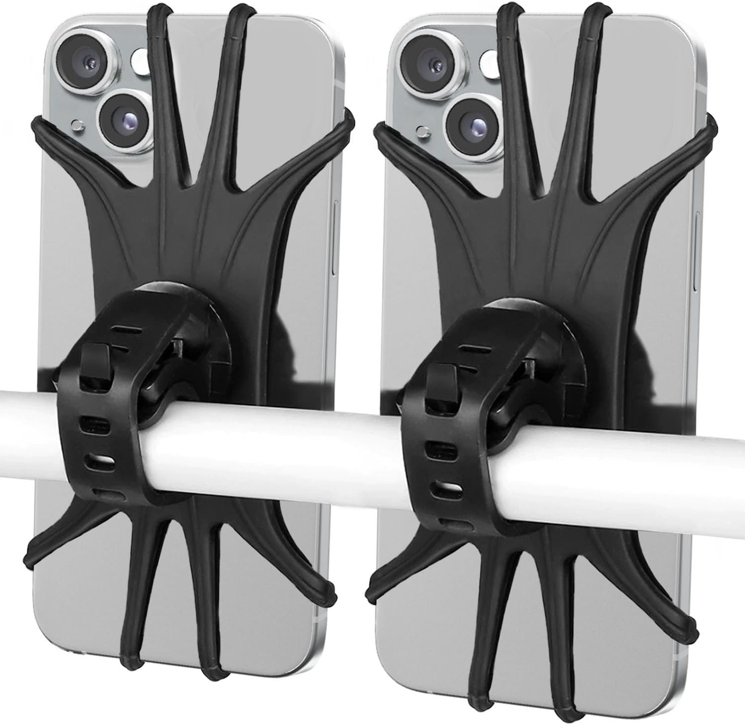 VOVIGGOL Bike Phone Mount 2 Pack, Universal Motorcycle Phone Holder for Bike, 360°Rotation Silicone Bicycle Phone Holder Handlebar Phone Mount Compatible with iPhone, Samsung, All Smartphones