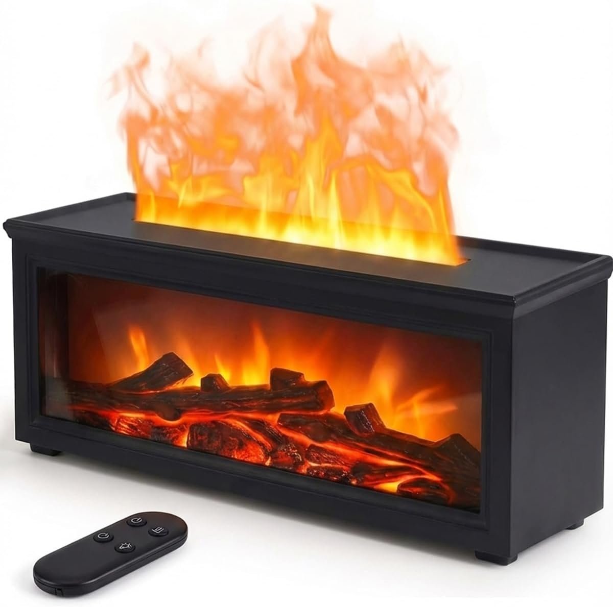 Essential Oil Diffuser, 7-Color Fireplace Fire Flame Aromatherapy Humidifier, 280ml Ultrasonic Aroma Diffuser Cozy Gift with Time Sets and Remote Control for Bedroom Home Yoga Office