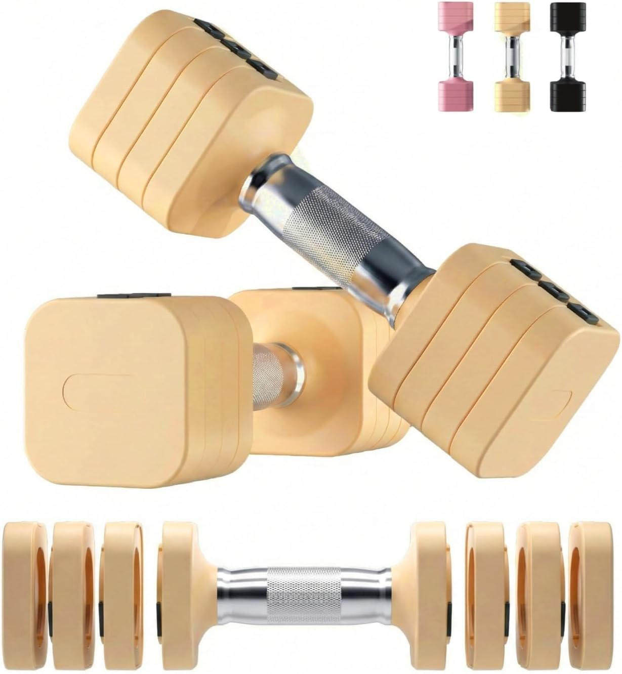 20LB Adjustable Dumbbell Set, 10lb Dumbbells Set of 2, 5 in 1 Free Weights Set, Each 4lb 6lb 8lb 10lb for Women & Men for Home Gym Exercise Workout Strength Training Equipment