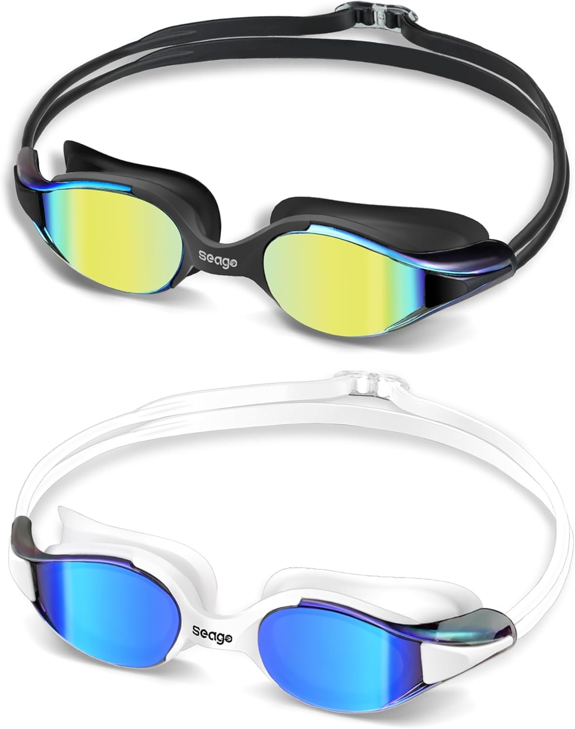 Seago Racing Swim Goggles for Adult Men and Women, Swimming Goggles with Silicone Material Clear Vision No Leak Anti Fog UV Protection, Pool Underwater Adult Swim Goggles for Training and Competition