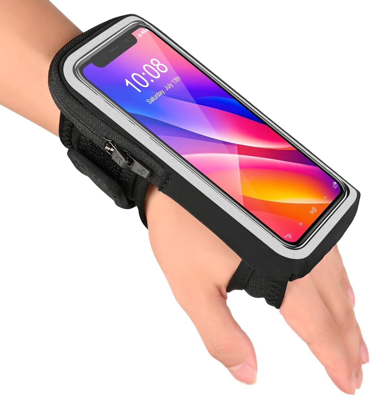 Wristband Phone Holder for Running, Forearm Armbands, Running Armband with Card Slot for iPhone Pro Max Plus (16/15/14/13/12/11/X/XR), for Galaxy S24/S10, Cell Phone Holder Up to 7.0” Phone