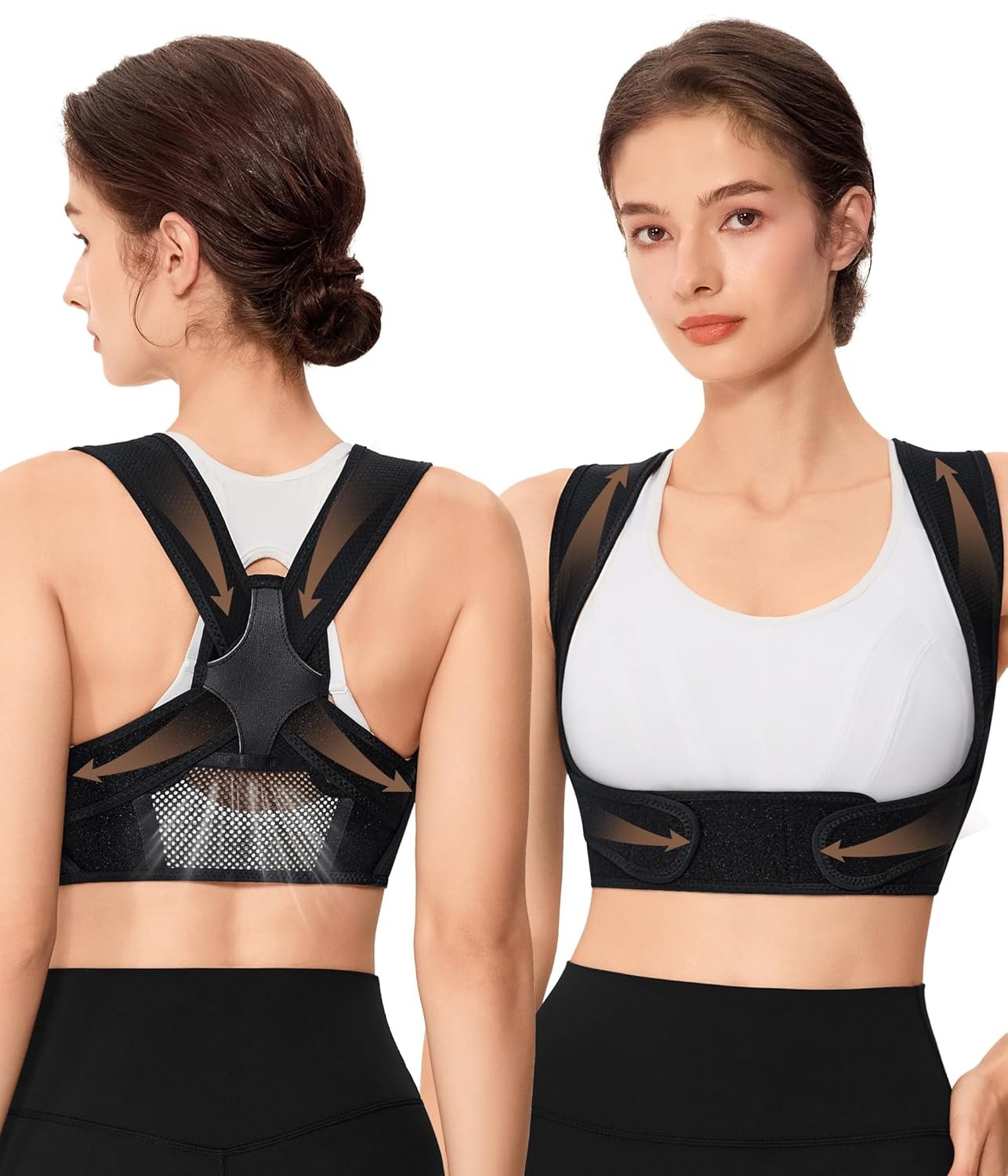 URSEXYLY Posture Corrector for Women Breathable Back Brace For Posture Adjustable Back Straightener Support for Neck Shoulder Clavicle and Upper Back Pain Relief(2XL/3XL,Black)