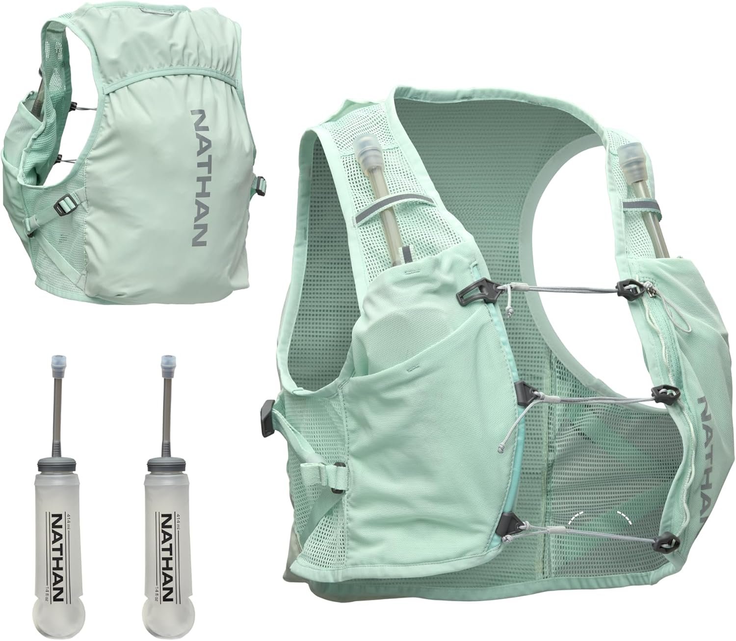 Nathan Women’s Hydration Vest – Lightweight Mesh, Breathable, 2x14oz Flasks, 2L Bladder, Reflective Vest, Pinnacle Breeze