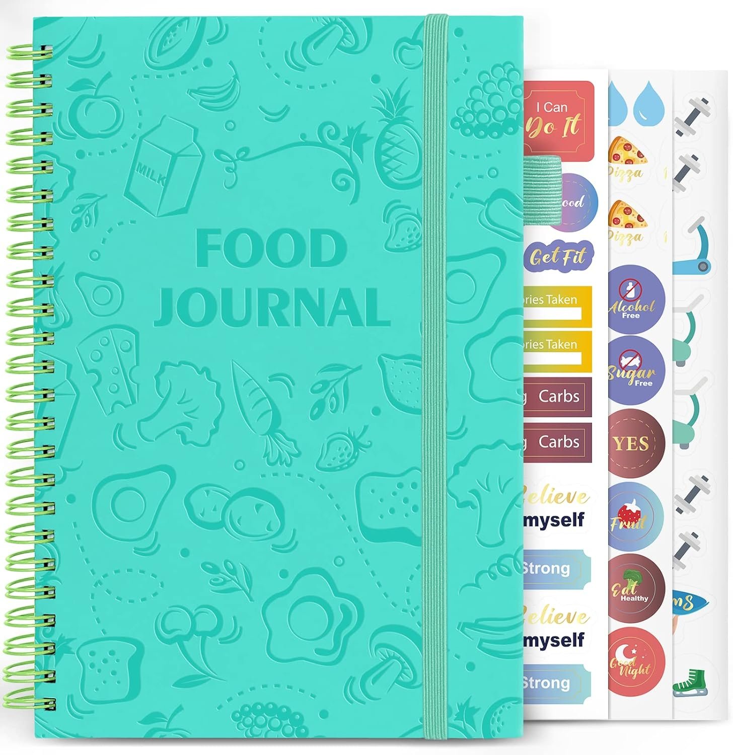 EPEWIZD Food Journal for Women Weight Loss Journal Wellness Meal Planner A5 Size Food Dairy Calories Counter Book Hardcover Workout Planner Tracking Progress Undated-Light Green
