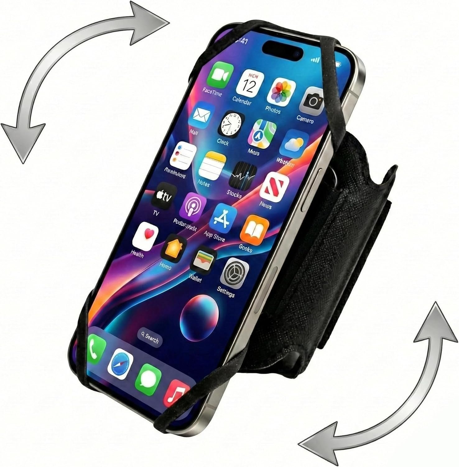 Running Armband Phone Holder 360°Rotatable for iPhone 17/16/15/14/13 Pro Max Plus Samsung Galaxy S25/S24/S23 with Card Pocket for Gym Workout Exercising Hiking Cycling Walking Jogging