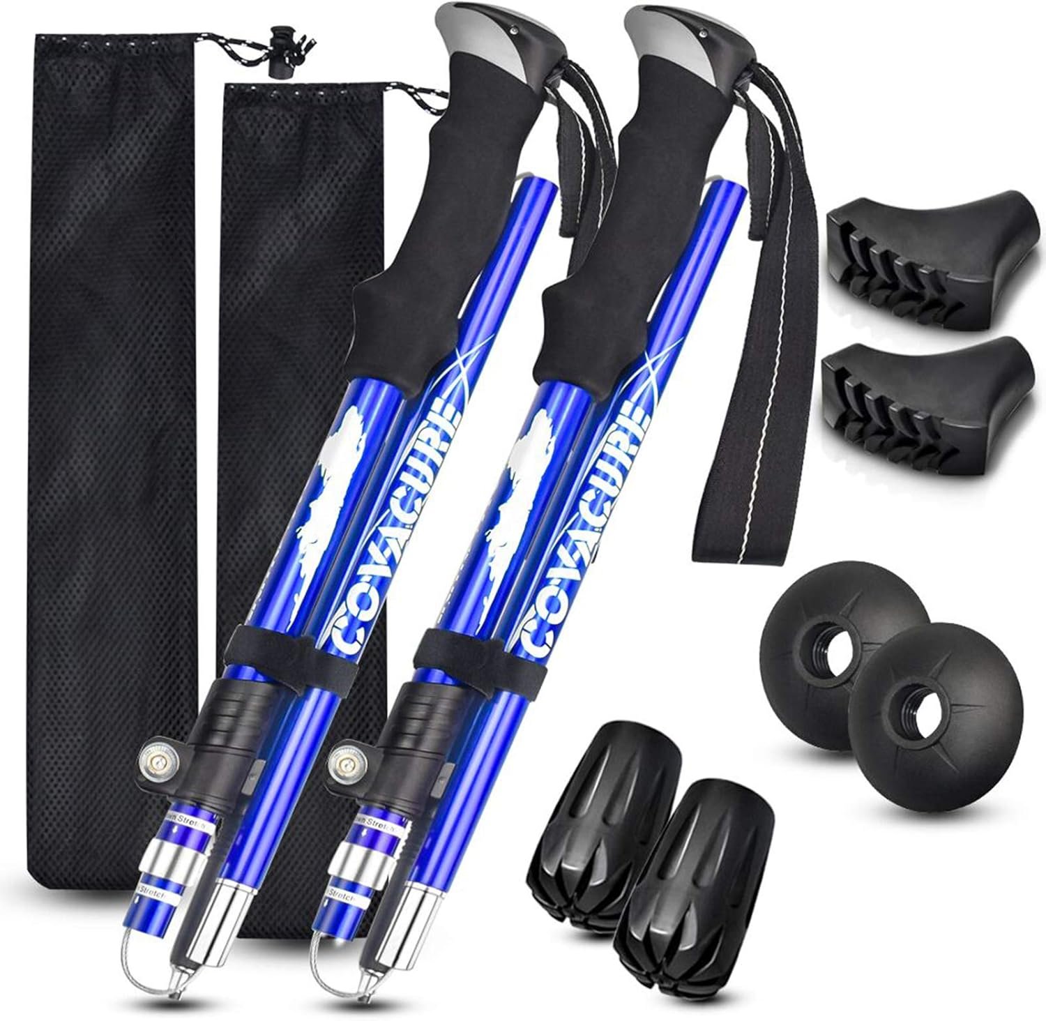 Covacure Trekking Poles Collapsible Hiking Poles – Aluminum Alloy 7075 Trekking Sticks with Quick Lock System, Telescopic, Collapsible, Ultralight for Hiking, Camping & Backpacking