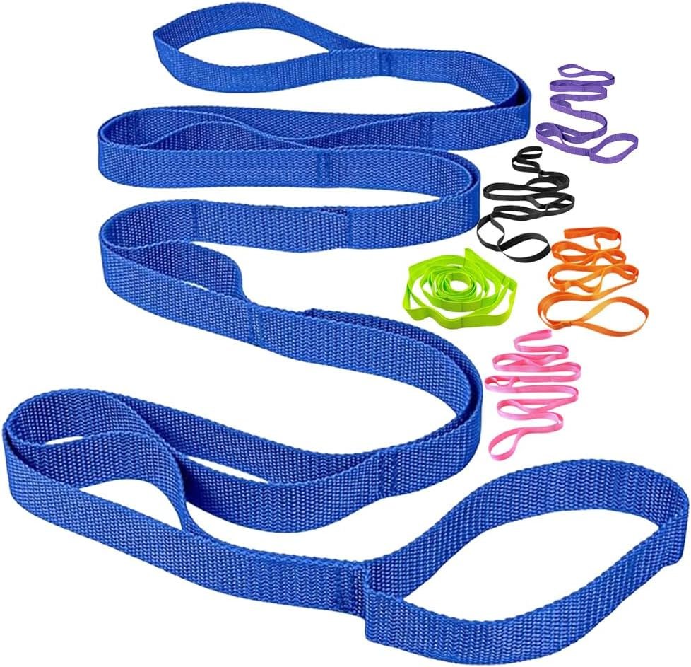 Yoga Strap Stretching Strap 10 Loops Non-Elastic Exercise Strap for Pilates, Dance Exercise Training Multi-Loop Stretching Band