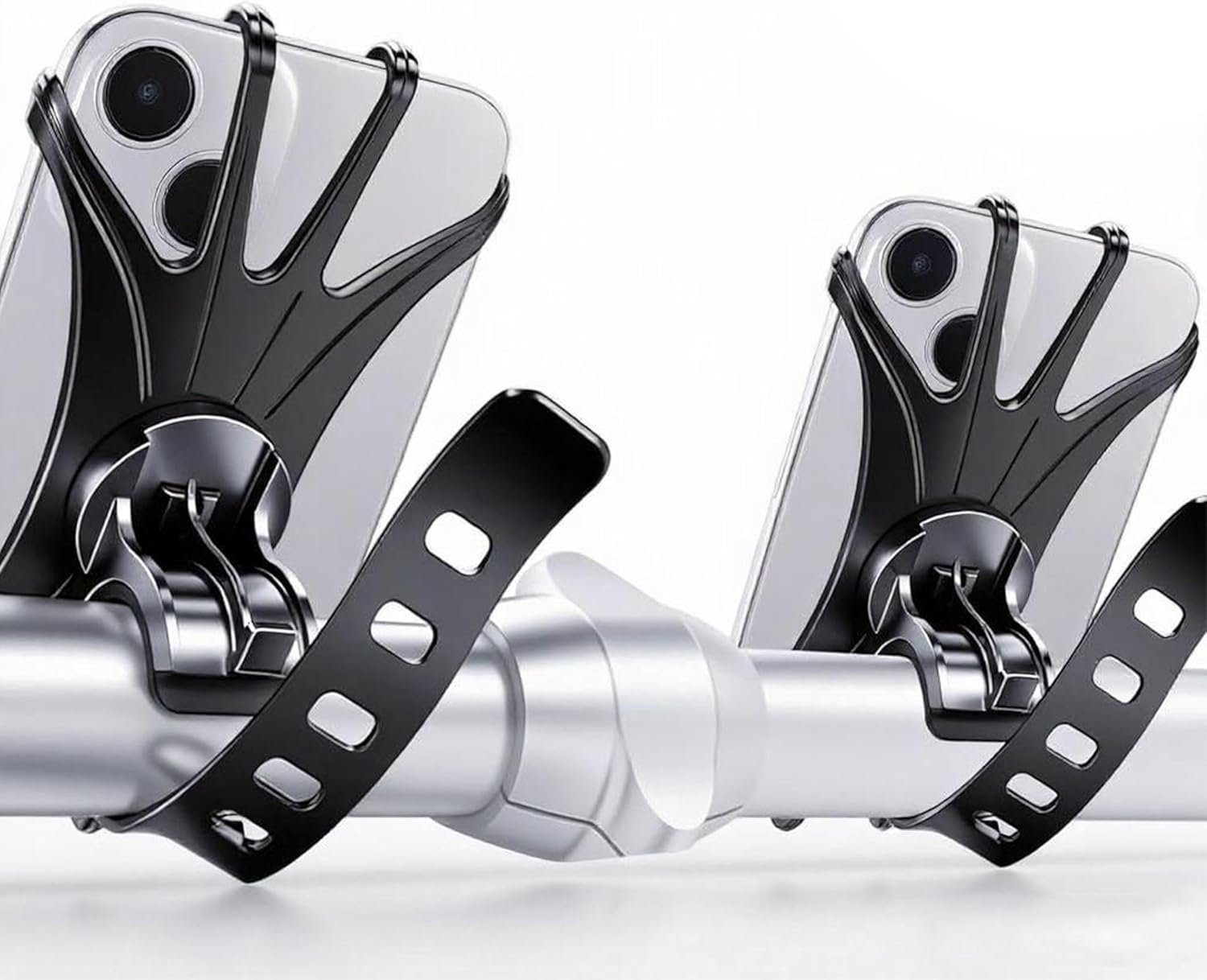 2026 Bike Phone Mount 2 Pack, 360° Rotation Silicone Phone Holders for iPhone and Samsung, for Most Smartphones and Handlebars, Easy Install – Black Upgraded Universal Bike Cell Phone Holder