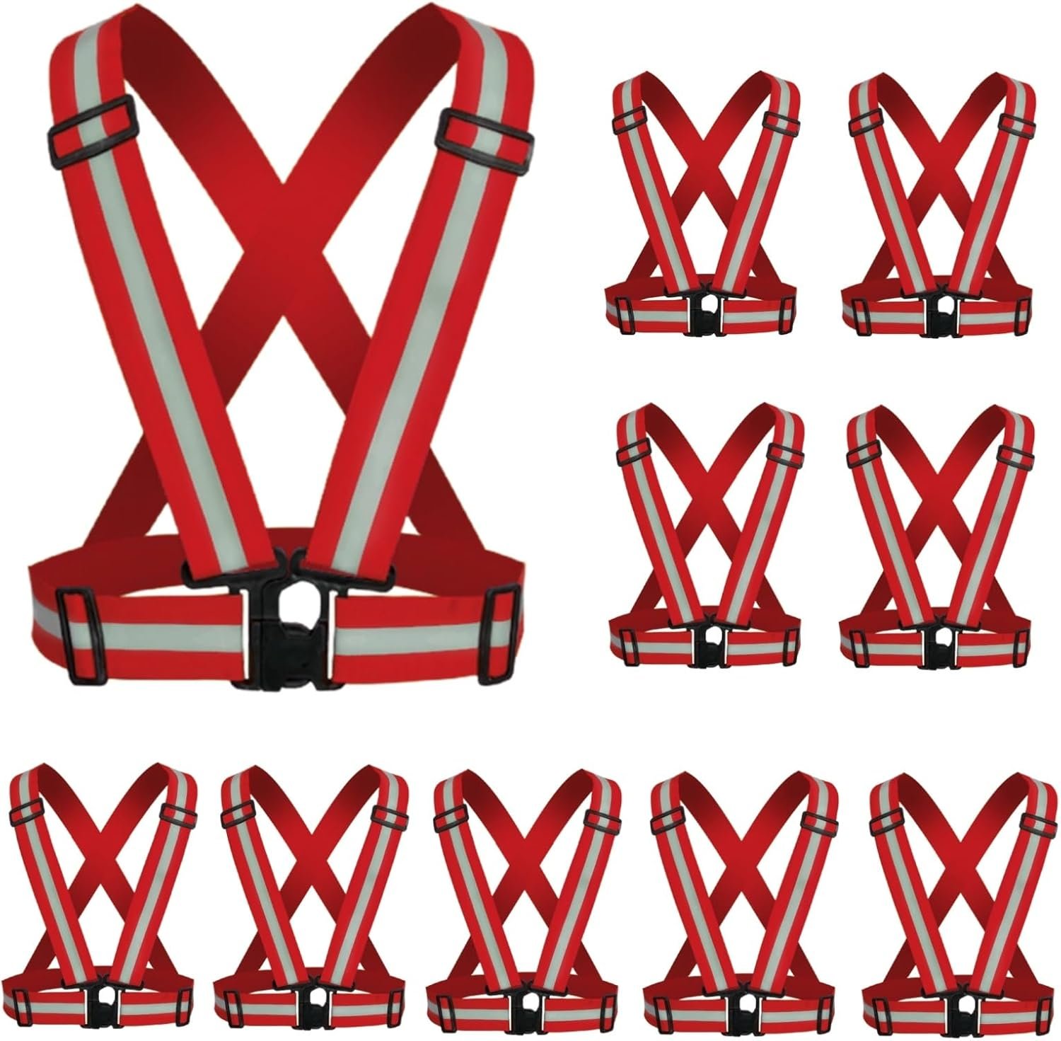 Reflective Strap Safety Vest Gear – 2-10 Pack Adjustable High Visible Reflective Running Gear for Women Men Night