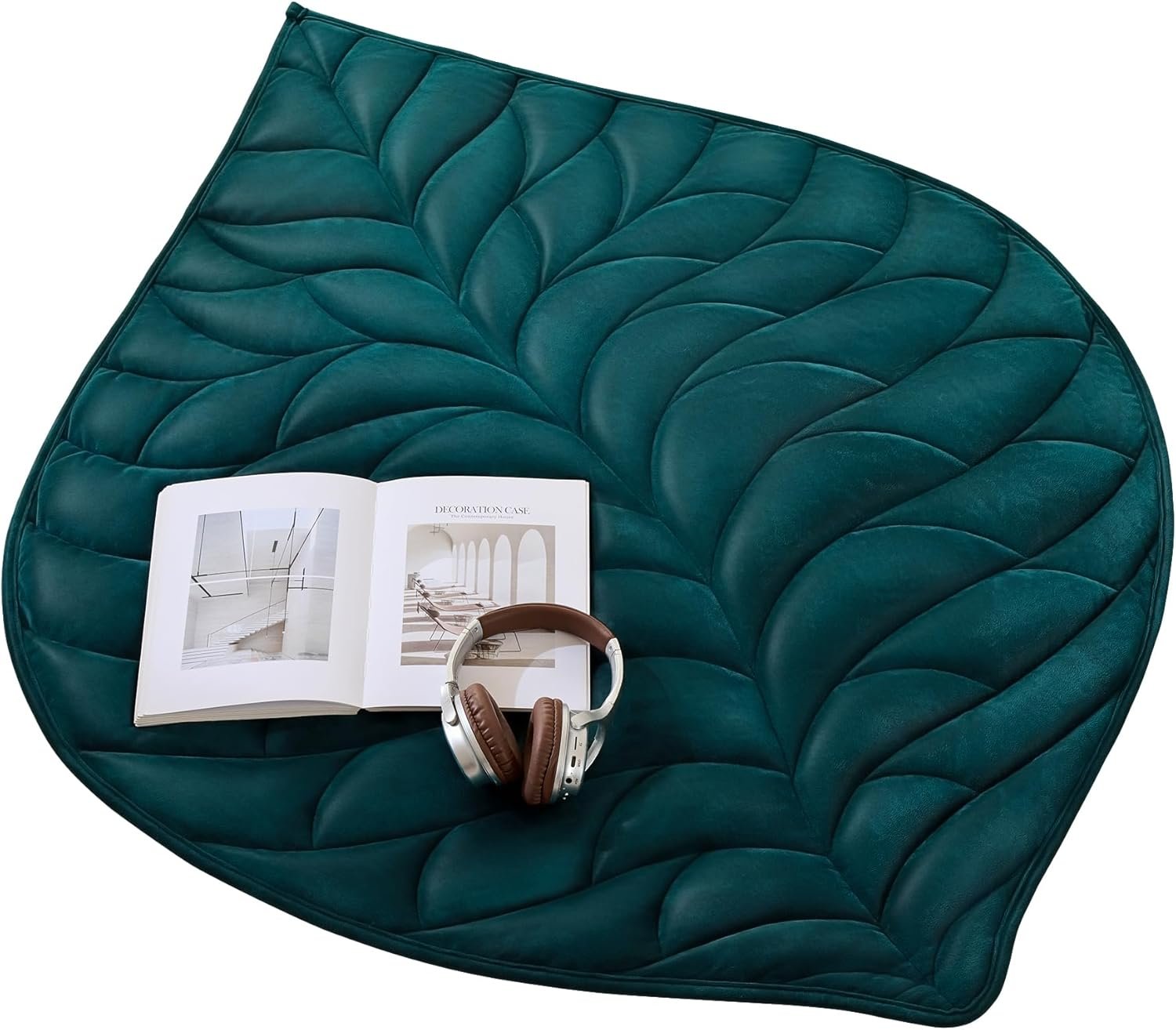 Weight Knee Blanket 5 pounds 23 “×29”, Luxury Soft Small Weight Knee pad, Portable Travel Leaf Weight Blanket, Suitable for All Seasons, Machine Washable Dark Green