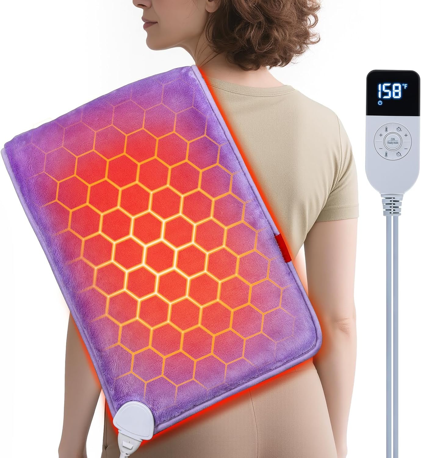 Extra Hot Heating Pad for Cramps: Luxury Plush and 2X Graphene Electric Heating Pad for Back Period Cramps – Gentle Deep Relief for Women While Reading Watching TV – Max 158℉ 2H Auto Off