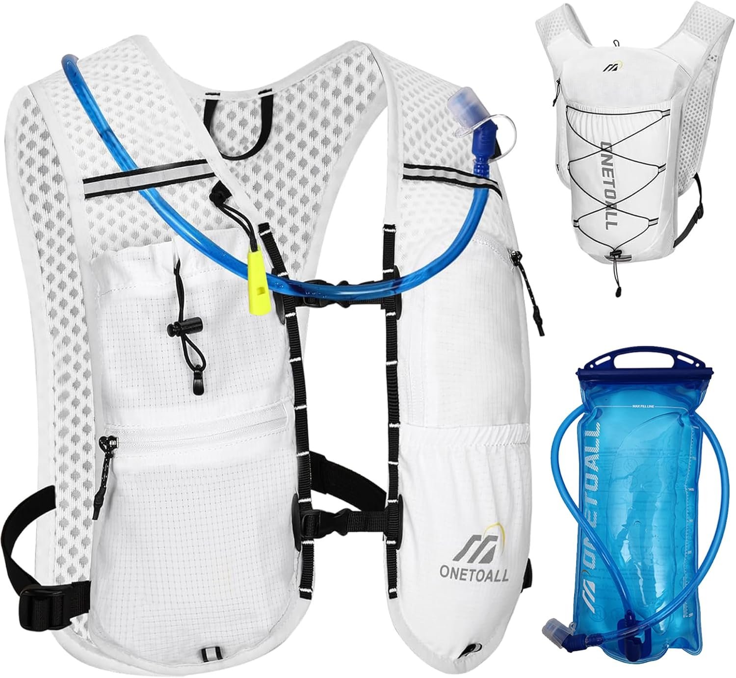Running Vest for Women & Men, 6L Hydration Backpack with 2L Water Bladder, Lightweight Water Backpack for Trail Running, Marathon, Hiking, Cycling, Jogging, Adjustable Fit