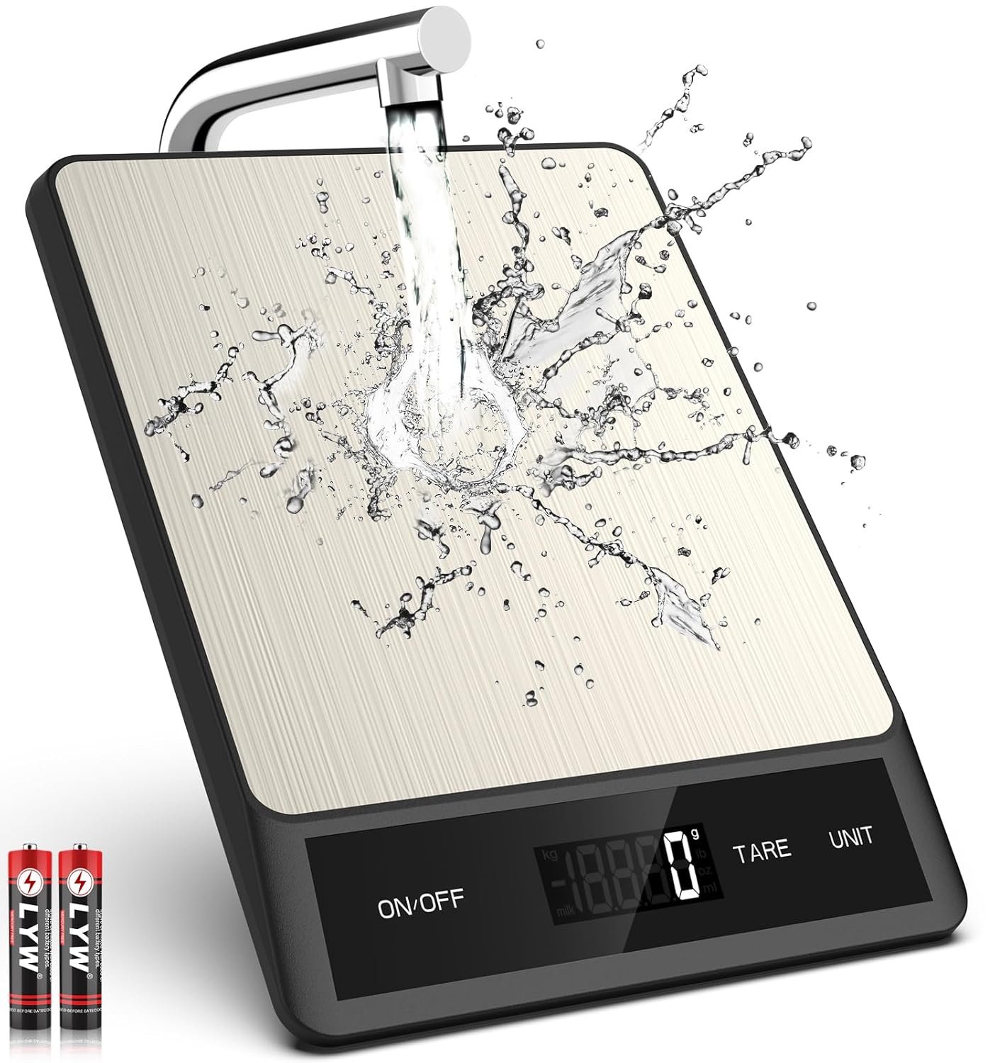 Mik-Nana Food Scale, Digital Kitchen Scale with 6 Units Tare Function & LCD Display, 11lb Stainless Steel Weight Grams and Ounces for Baking, Cooking and Meal Prep (Batteries Included)