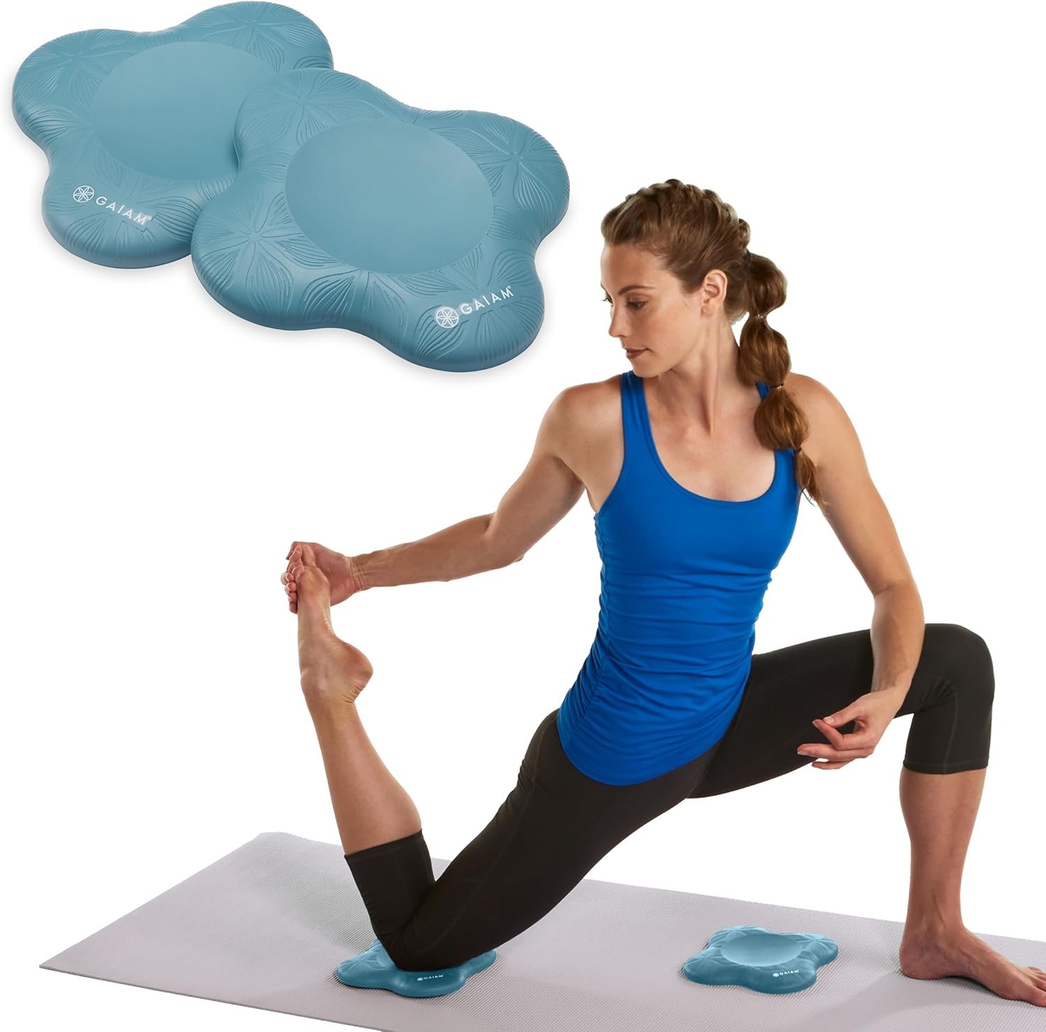 Gaiam Yoga Knee Pads (Set of 2) – Yoga Props and Accessories for Women/Men Cushions Knees and Elbows for Fitness, Travel, Meditation, Kneeling, Balance, Floor, Pilates