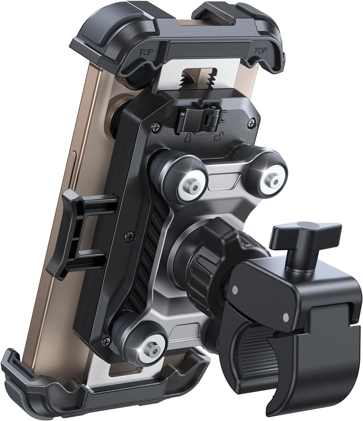 JOYROOM Motorcycle Phone Mount Holder – [Dual Vibration Dampener] 150mph Anti-Shock Phone Holder for Motorcycle [Upgrade Metal Handlebar Clamp] – Bicycle Bike Phone Holder Mount for 4.7-7″ Cell Phones