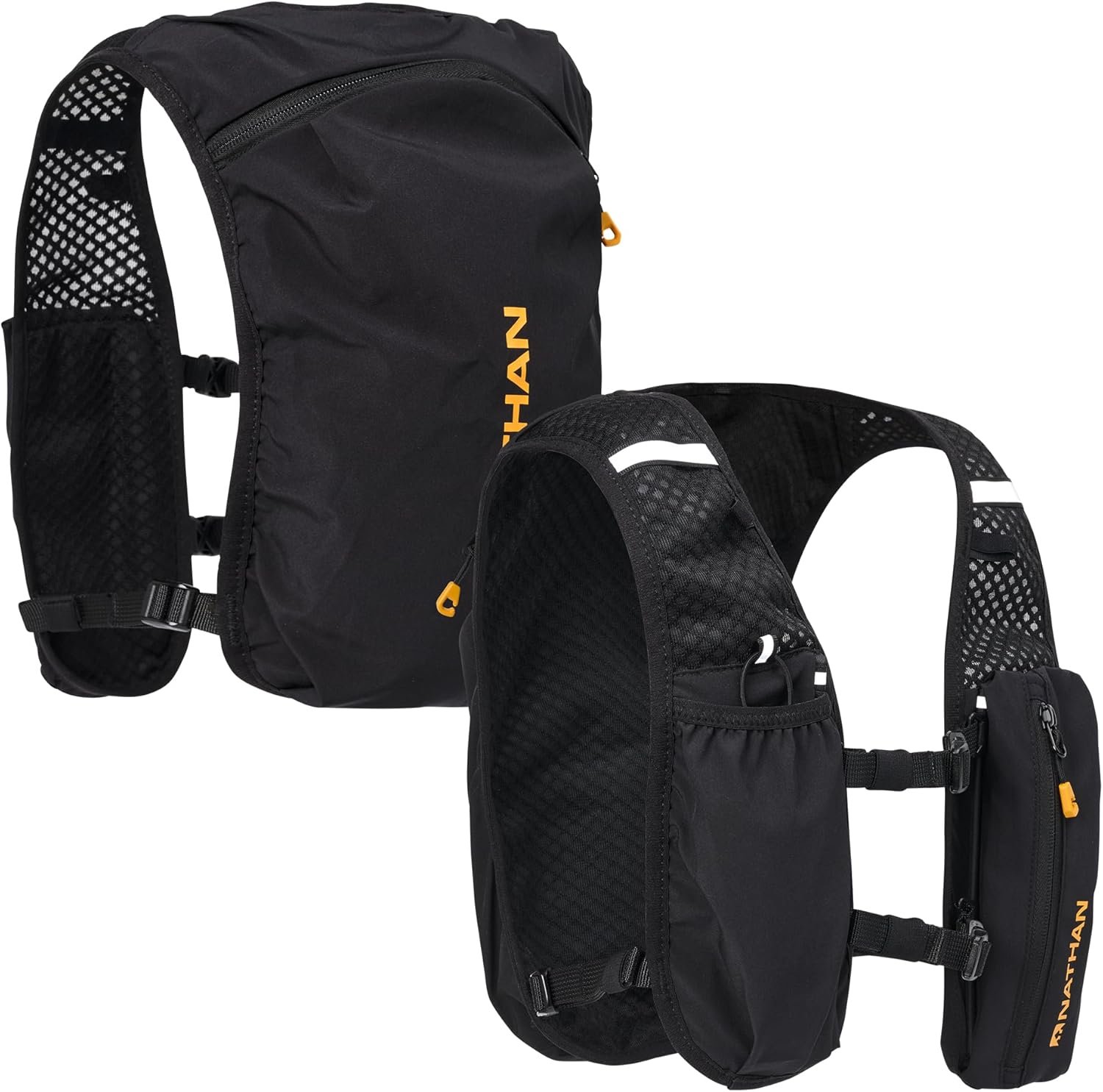 Nathan Running Hydration Vest – Lightweight Running Vest for Men & Women – Adjustable Backpack for Marathons – Reflective Hydration Backpack – OSFM – Black