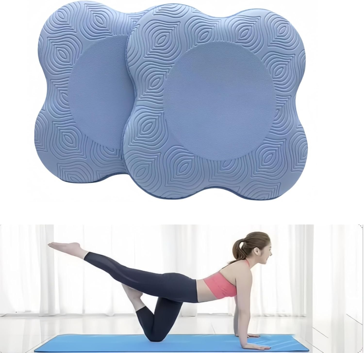 Yoga Knee Guards (Set of 2) – Male and Female Yoga Props and Accessories for Fitness, Travel, Meditation, Kneeling, Balance, Floor, Pilates Pads for Knee and Elbow