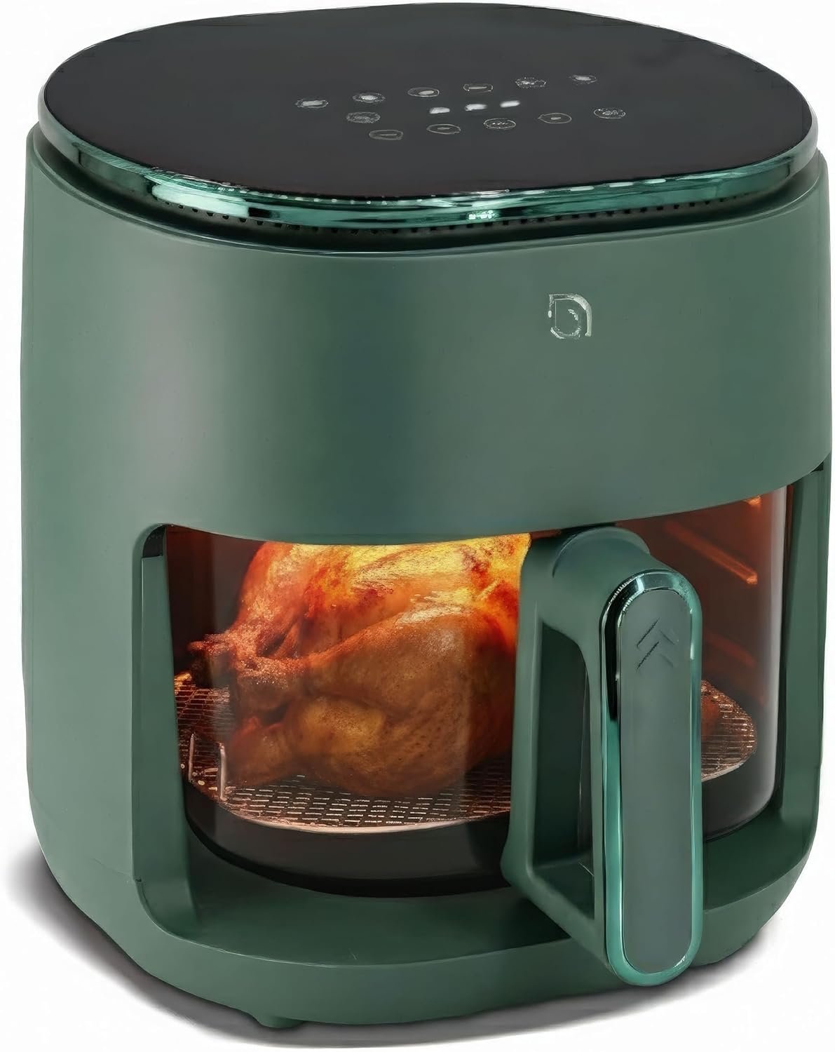 WILLOW Eco Series 6 in 1 Air Fryer with Glass Basket, 5 Quart Non Toxic Air Fryer w Digital Display, 430°F Max Temp, Preheat & Keep Warm Function, Compact + Dishwasher Safe Glass Airfryer – GREEN