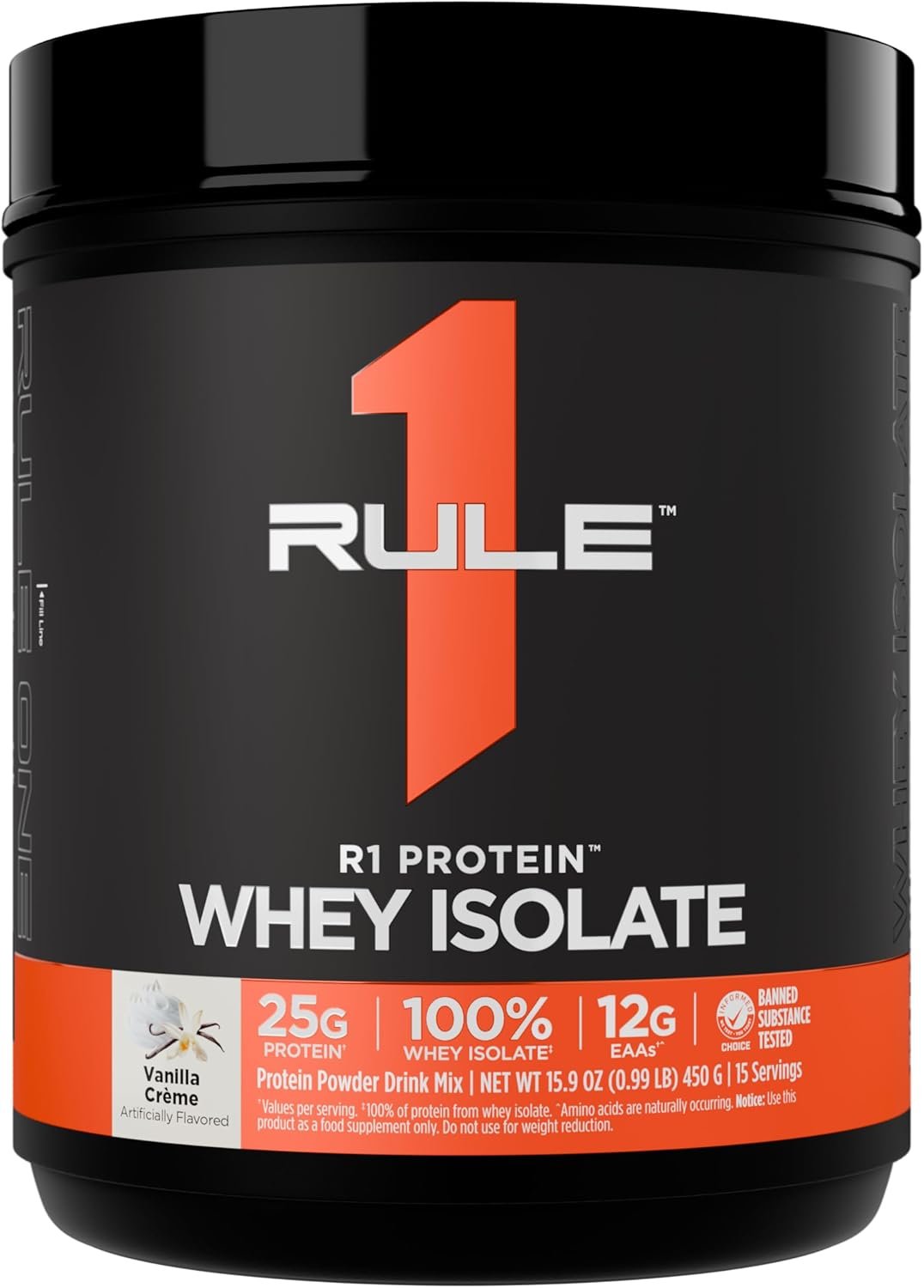 Rule 1 Proteins R1 Protein Whey Isolate – with 25g Protein & 6g BCAA Exclusively from Isolated & Hydrolyzed Sources for Workout Recovery (1 Pound, Vanilla Creme)