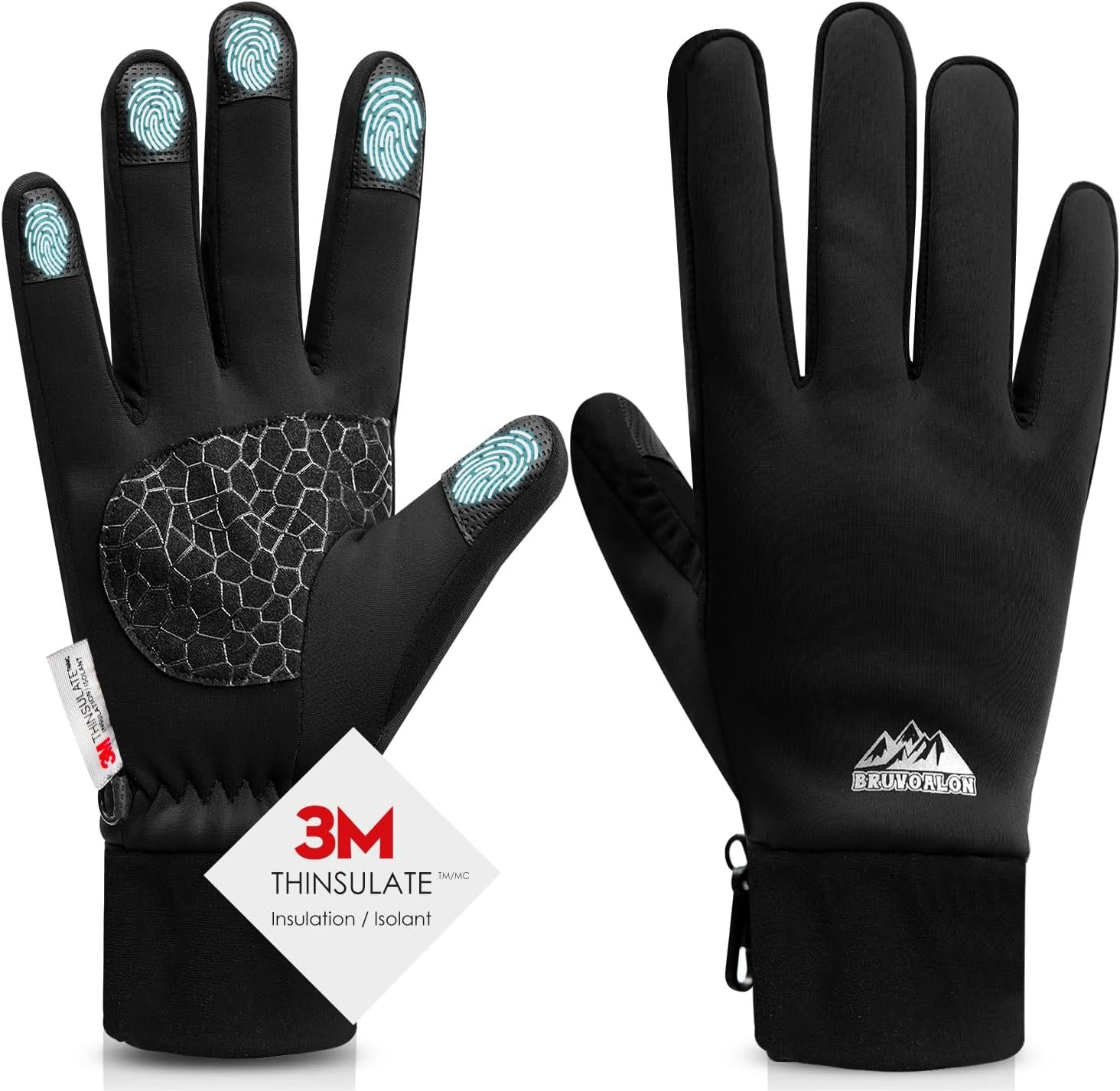 Bruvoalon Winter Gloves for Women & Men, 3M Thermal Insulation, Lycra Fabric, Touchscreen, Anti-Slip