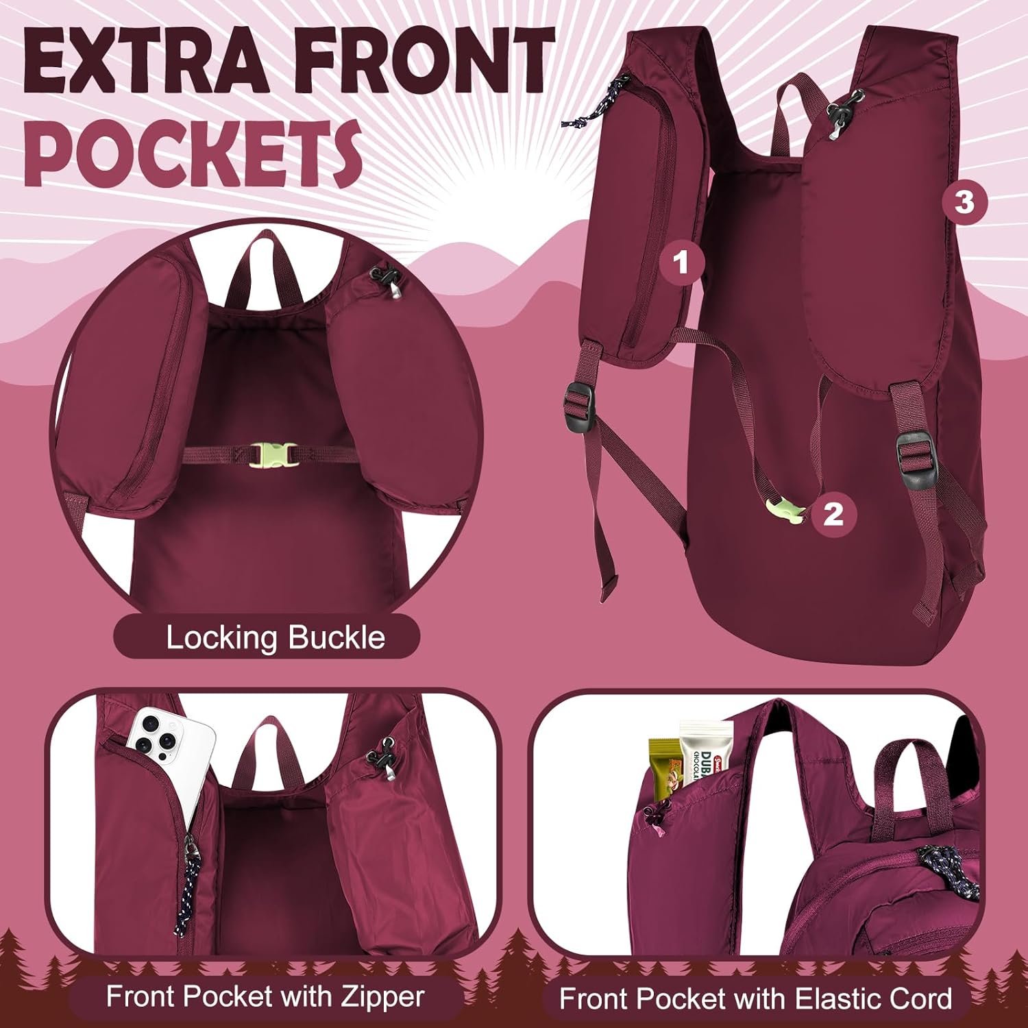 12L Ultralight & Thin Packable Daypack, Small Foldable Hiking Backpack Travel Bag, Water Resistant Day Pack for Men Women