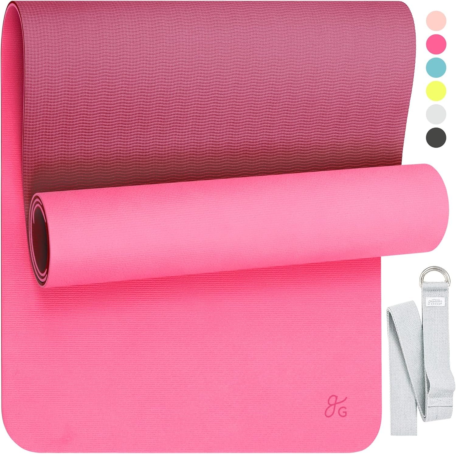 Greater Goods Yoga Mat – Extra Thick 7mm Non-Slip Pilates Mat for Yoga, Stretching & Core Strength, 72″ x 24″ Lightweight Exercise Mat with Carrying Strap