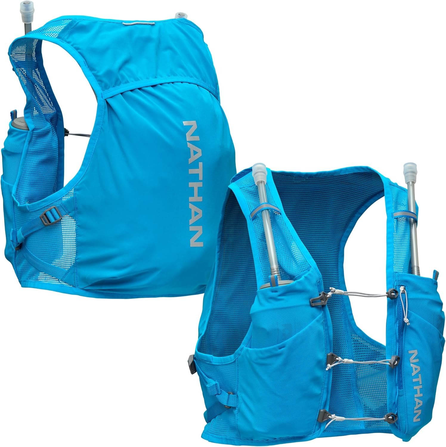 Nathan Hydration Vest – Lightweight, Quick-Fit Fix, Reflective, 4L Storage, Six Pockets, Two 14oz Flasks, Pinnacle Breeze