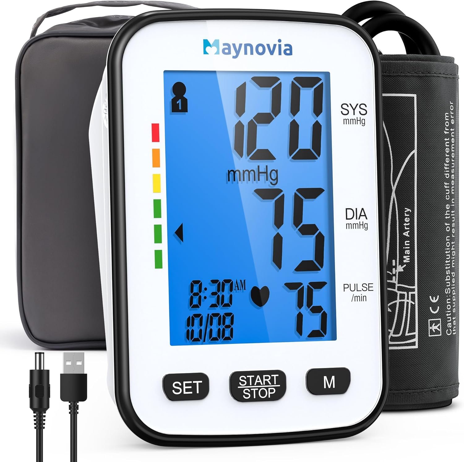 Upper Arm Blood Pressure Monitor for Home Use, Automatic Digital Blood Pressure Machine, Talking BP Monitor with English & Spanish Voice, Large Cuff 8.6”–16.5”, Backlit Display, 2-User Memory