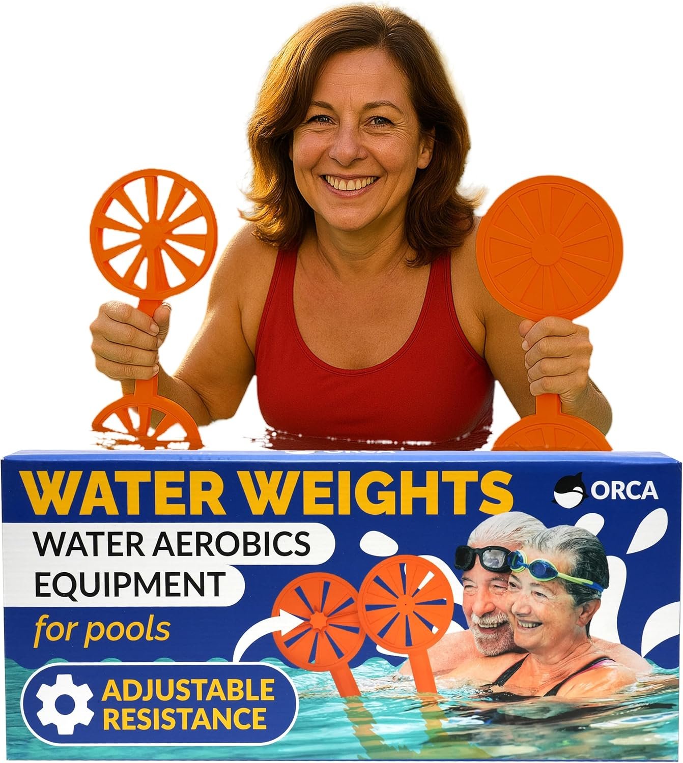 Pool Paddle Water Aerobics Equipment | Adjustable Resistance Pool Exercise Equipment for Adults, Swim Paddles Water Weights Dumbbells for Aquatic Exercise, Aqua Weights for Men & Women Workout Gear