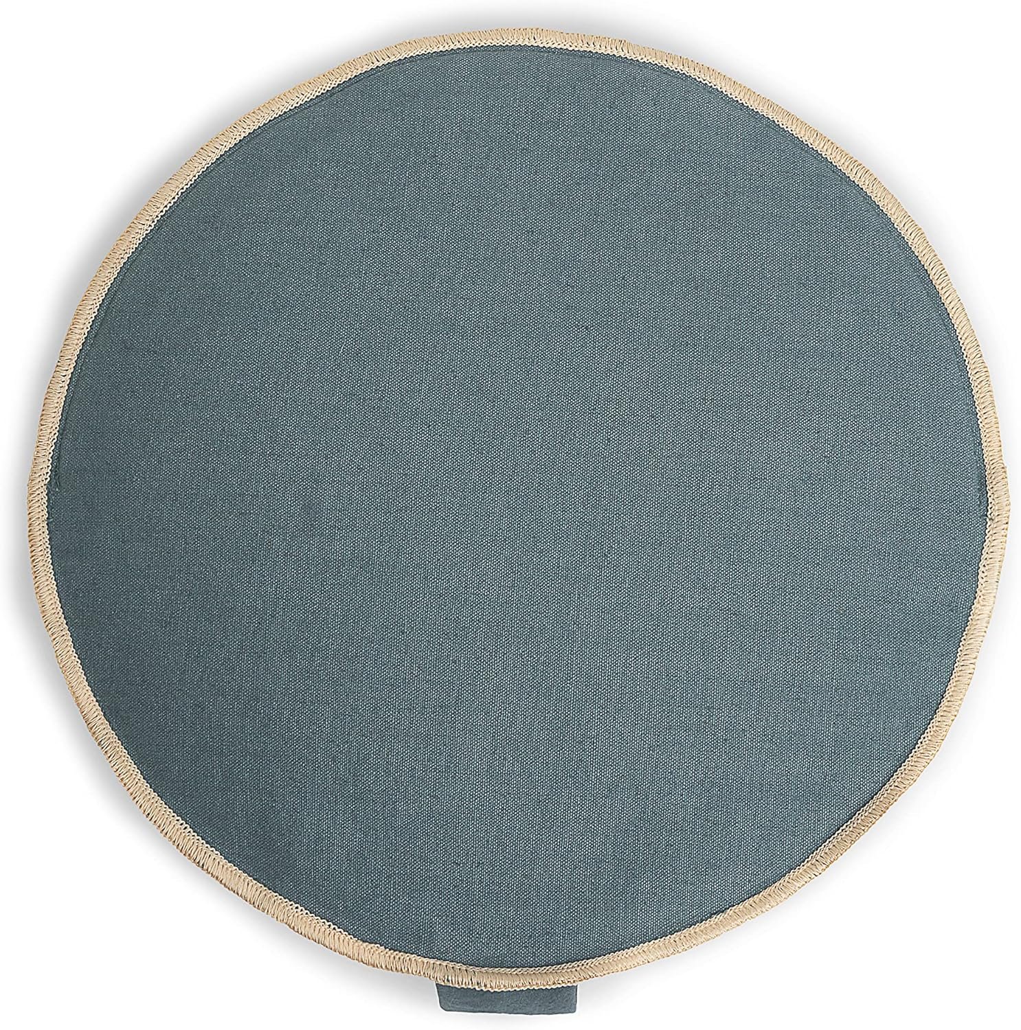 Organic Round Meditation Cushion by renoo – Durable Comfortable Cotton, Linen, Hemp – Modern Zafu – Buckwheat Floor Pillow Yoga Bolster in 15 Colors Removable Cover – 15 inches – Ocean