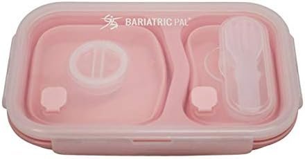 BariatricPal Portion Control Bento Lunch Box, Storage Container & Plate Collapsible and Leak-Proof! (Pink)