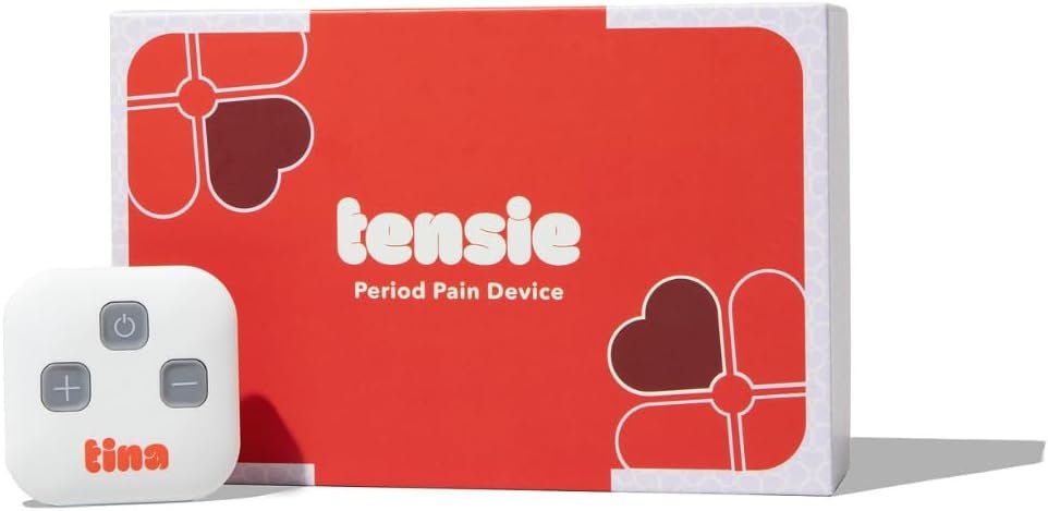 Tensie | Portable Period Pain Relief Device | 30 Gentle, Adjustable Levels for Drug-Free Menstrual Cramp or Lower Back Pain Relief | 10-Hour Battery Life, Rechargeable | Instant Period Cramp Relief