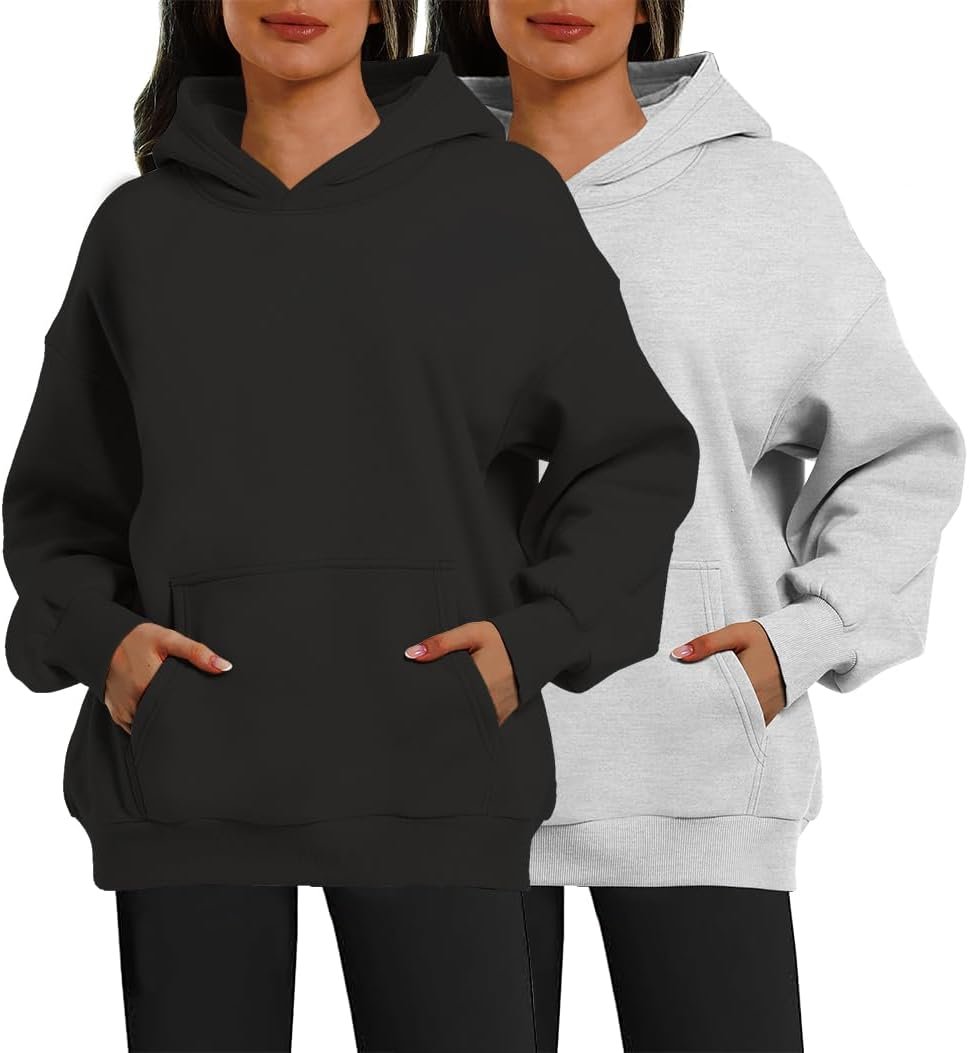 XFIFM 2 Pack Womens Oversized Hoodies Sweatshirts Fleece Hooded Pullover Tops Sweaters Casual Comfy Fall Fashion