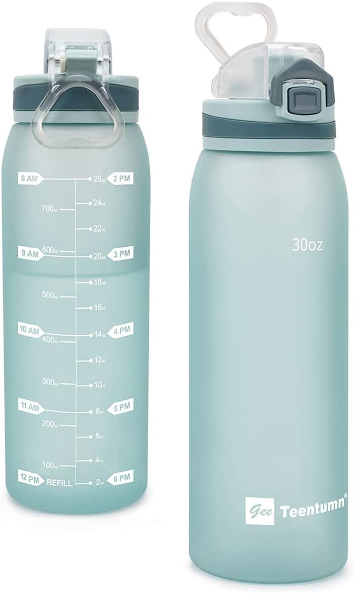 Time Marker Water Bottle Gym, 30oz Large Durable Bottle for Workout Sport Travel Water Tracker (Pack of 1)