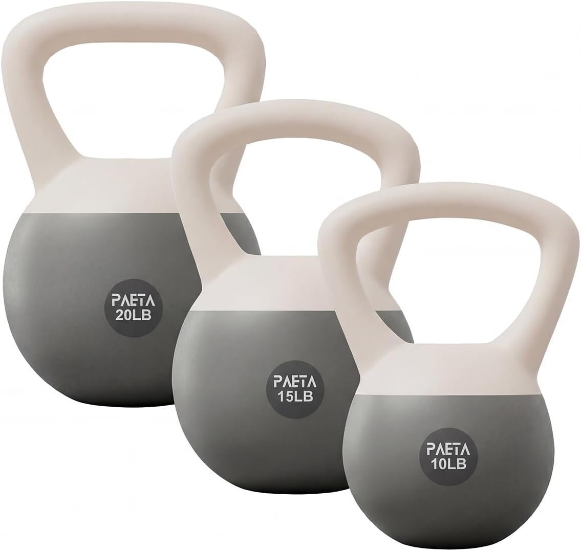 PAETA Soft Kettlebell for Home Fitness – Anti-Slip Grip & Wide Handle Design,Soft Kettlebell Set, Gentle Floor-Friendly Impact – 10lbs, 15lbs, 21lbs, for Home Functional Training