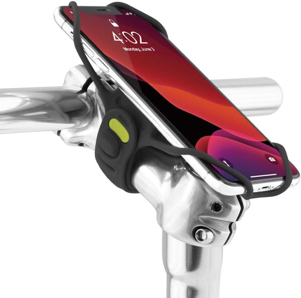 Bone Bike Tie Pro 3, Bike Cell Phone Mount for Stem, Scratch-Free Silicone Holder with Shock-Absorbing Design, Universal Cycling Phone Holder Compatible with Most Smartphones (Black – Stem)
